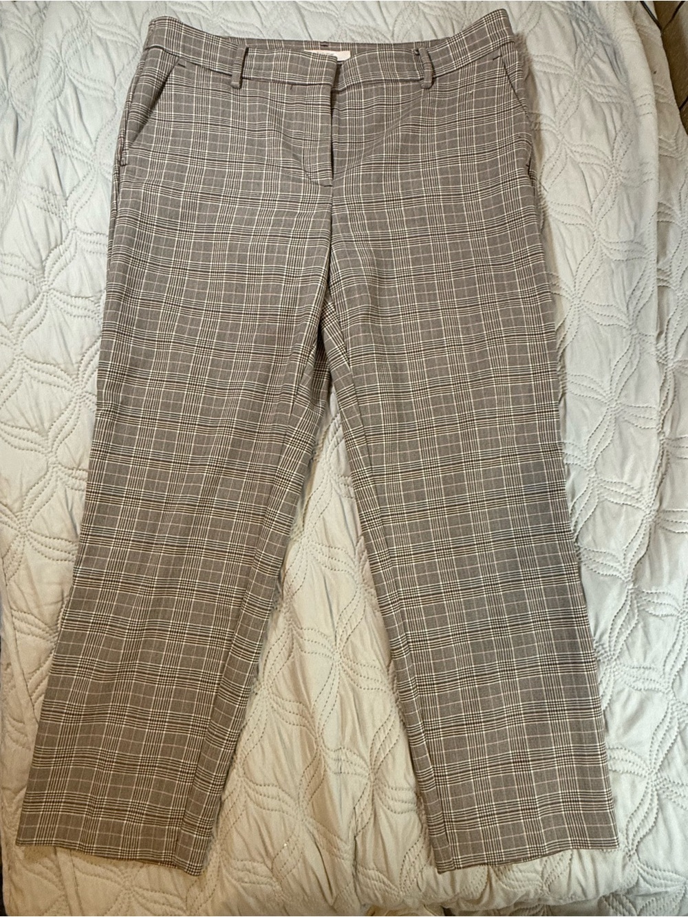 LOFT Riviera Slim Plaid Ankle Pants Size 10 Pink‎ Windowpane